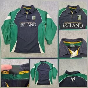 Ireland Rugby Championship 2010 Jersey Mens XL Green Polo On Tour Long Sleeve